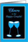 Gay Wedding Engagement Bright Blue Toasting Glasses card