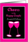 Lesbian Congratulations Custom Wedding Pink Toasting Glasses card