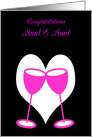 Congratulations Lesbian Aunt Wedding Pink Toasting Glasses card