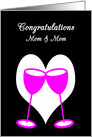 Mom Congratulations Lesbian Wedding Pink Toasting Glasses card