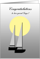 Gay Engagemet Two Boats sailing in the Moonlight card
