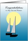 Gay Wedding Shower Custom NameTwo Boats Sailing in the Sunlight card