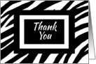 Thank You Zebra Print Contemporary Black and White card