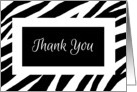 Thank You Zebra Print Blank Inside Contemporary Black and White card