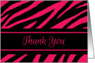 Thank You Zebra Print Blank Inside Contemporary Black and Magenta card