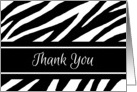 Thank You Zebra Print Blank Inside Contemporary Black and White card