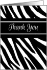 Thank You Zebra Print Blank Inside Contemporary Black and White card