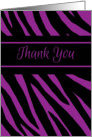Thank You Zebra Print Contemporary Black and Purple card