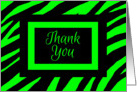 Thank You Zebra Print Blank Contemporary Black and Lime card
