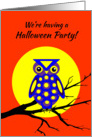 Halloween Invitation Big Yellow Moon with Owl on Tree Branch card