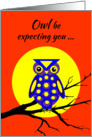 Invitation Halloween Birthday Party Owl With Big Yellow Moon on Branch card