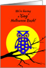 Invitation Gay Halloween Party Owl W Big Yellow Moon card
