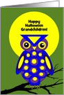 Custom Halloween Owl W Big Yellow Moon on Tree Branch card