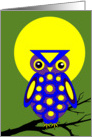 General Halloween Owl W Big Yellow Moon on Tree Branch card