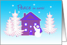 Humorous Peace on Earth Jolly Snowman with Peace Sign card