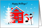 Christmas Happy Holidays Jolly Dressed Up Snowpeople card