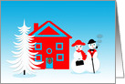 Christmas Missing You Jolly Dressed Up Snowpeople Couple card