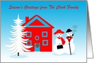 Customizable Name Christmas Jolly Dressed Up Snowpeople card