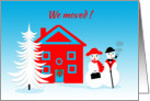 Christmas We Moved New Address Jolly Dressed Up Snowpeople card