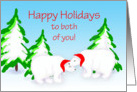 For Couple Christmas Happy Holidays Snuggling Polar Bears card