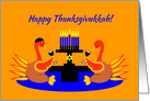 Thanksgivukkah Humorous Toasting Turkeys with Menorah card