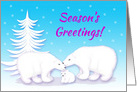 Christmas Season’s Greetings Snuggling Polar Bears in Snow card