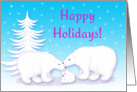Christmas Happy Holidays Snuggling Polar Bears in Snow card