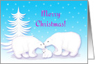 Christmas New Parents Snuggling Polar Bear Family in Snow card