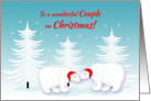 Lesbian Daughter Christmas Humor Snuggling Polar Bears in Snow card