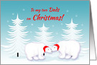 Gay Dad Christmas Humor Snuggling Polar Bears in Snow card