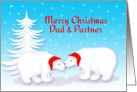 Gay Dad Christmas Humor Snuggling Polar Bears in Snow card