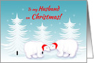 Husband Christmas Humor Snuggling Polar Bears in Snow card