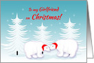 Girlfriend Christmas Humor Snuggling Polar Bears in Snow card