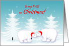 Friend With Benefits Christmas Humor Snuggling Polar Bears in Snow card