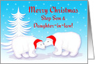 Step Son Daughter in law Christmas Humor Snuggling Polar Bears in Snow card