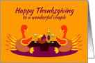 For Couples Thanksgiving Humor Praying Thankful Turkeys card