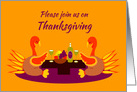 Invitation Thanksgiving Dinner Humor Praying Thankful Turkeys card