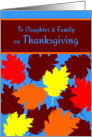 Daughter and Family Thanksgiving Autumn Falling Colorful Leaves card