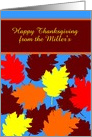 Personalized Name Thanksgiving Autumn Falling Colorful Leaves card