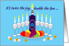 Thanksgivukkah Kosher Wine Menorah and Fruit card