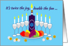 Invitation Thanksgivukkah Menorah Wine and Colorful Fruit card