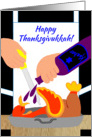 Invitation Thanksgivukkah Humor Chef Marinating Turkey w Kosher Wine card