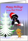 Friend Christmas Happy Holidays Dog Santa with Bone card