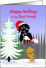 Friend With Benefits Christmas Happy Holidays Dog Santa with Bone card