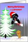 Groomer Christmas Happy Holidays Dog Santa with Bone card