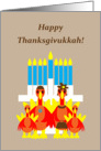 Thanksgivukkah Turkey Family Around Menorah card