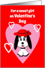 Step Daughter Valentine’s Cute Dog with Red Floppy Hat card