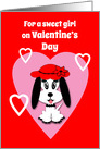 Goddaughter Valentine’s Cute Dog with Red Floppy Hat card