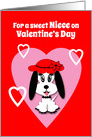 Niece Valentine’s Day Cute Dog with Red Floppy Hat card