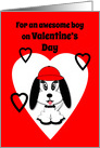 Kids Valentine’s Day Cute Dog with Red Baseball Cap card
